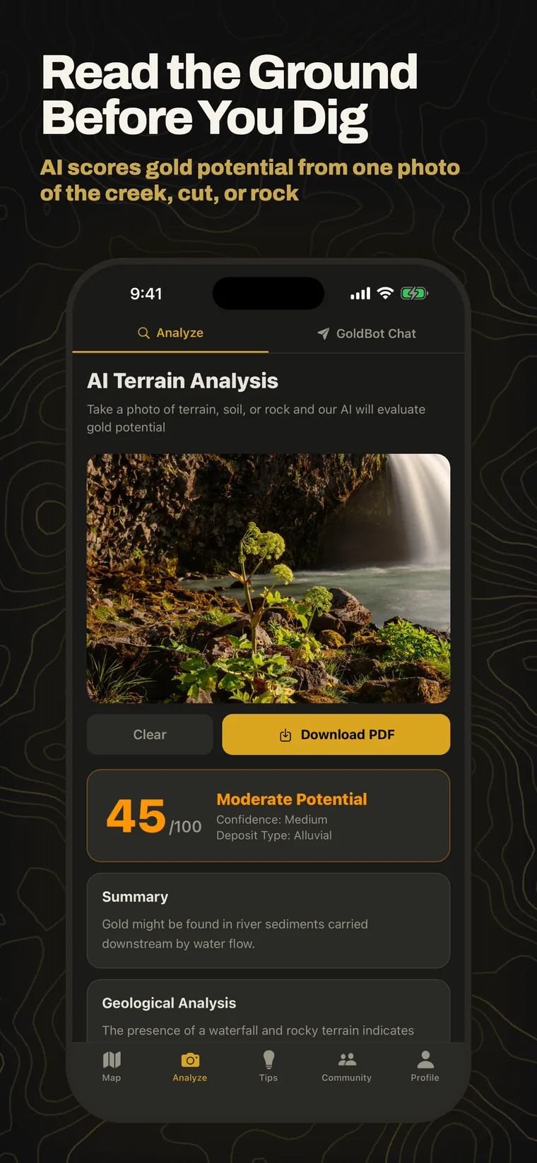 Read the ground before you dig: AI scores gold potential from one photo of the creek, cut, or rock